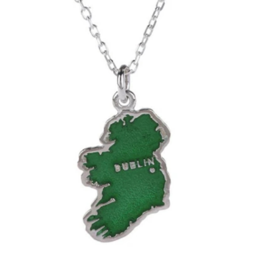 Sterling Silver Map of Ireland Necklace
